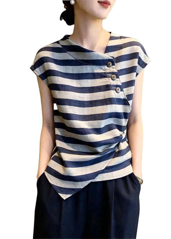 Dam Topp Asymmetrisk Randig Plus Size 0