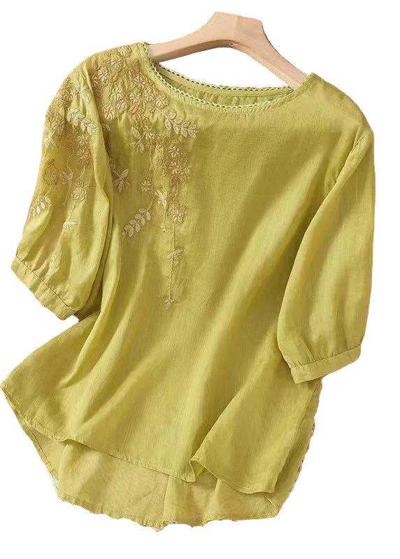 Dam Topp O-hals Broderad Casual Stil 0