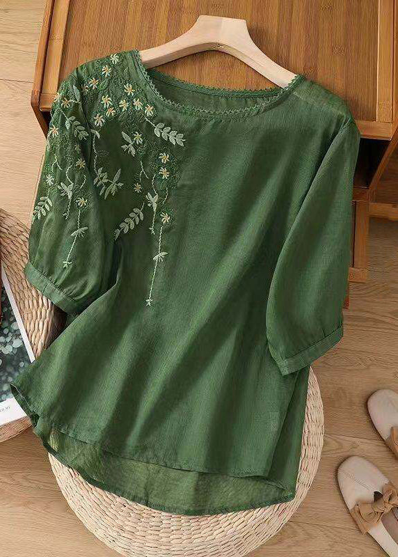 Dam Topp O-hals Broderad Casual Stil 1