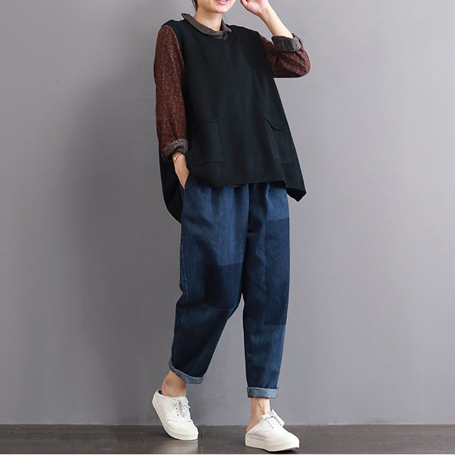 Dam Tröja Med Stora Fickor Avslappnad Passform 1