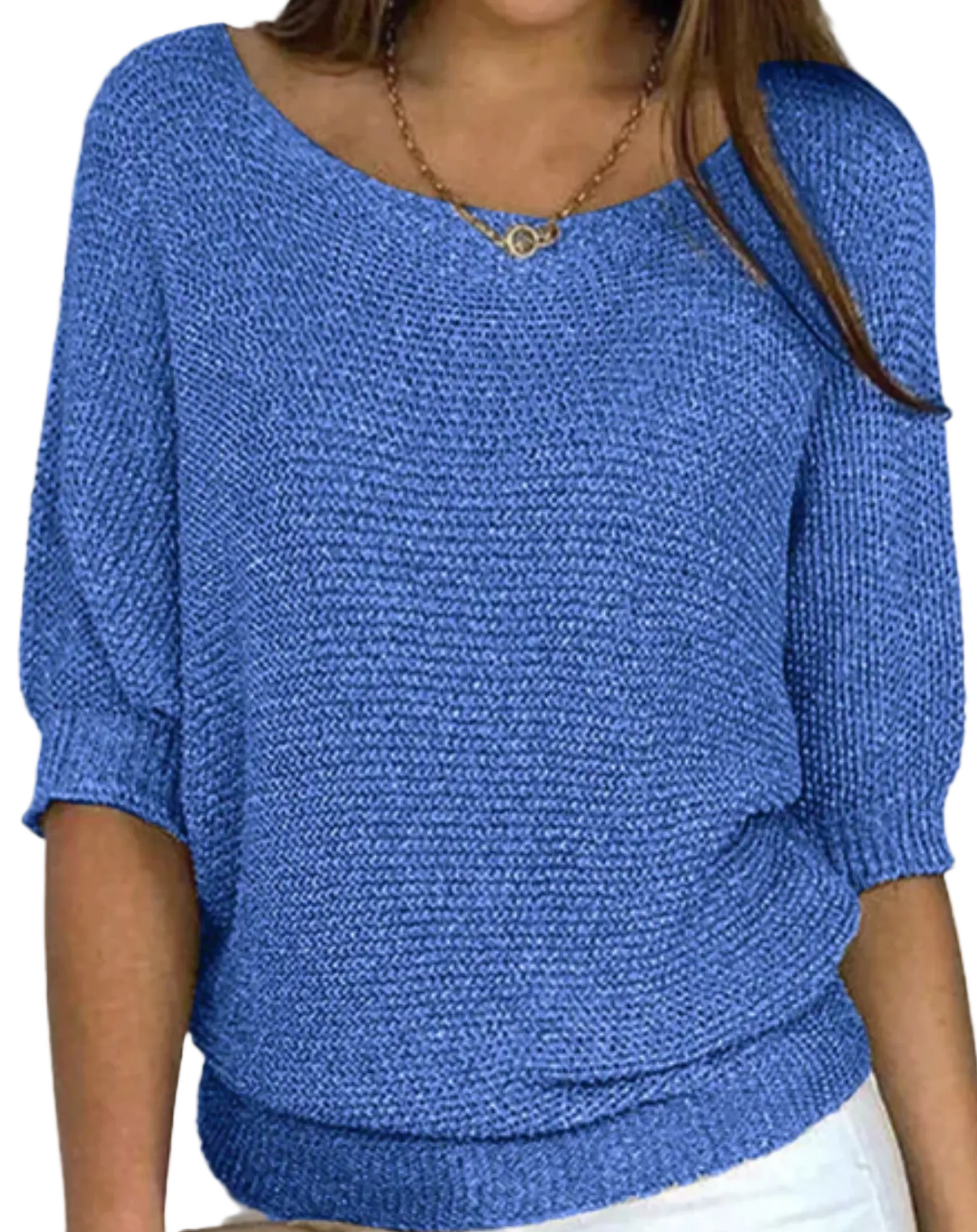 Dam Tröja Rund Hals Mellanlånga Ärmar Stilren Design 0