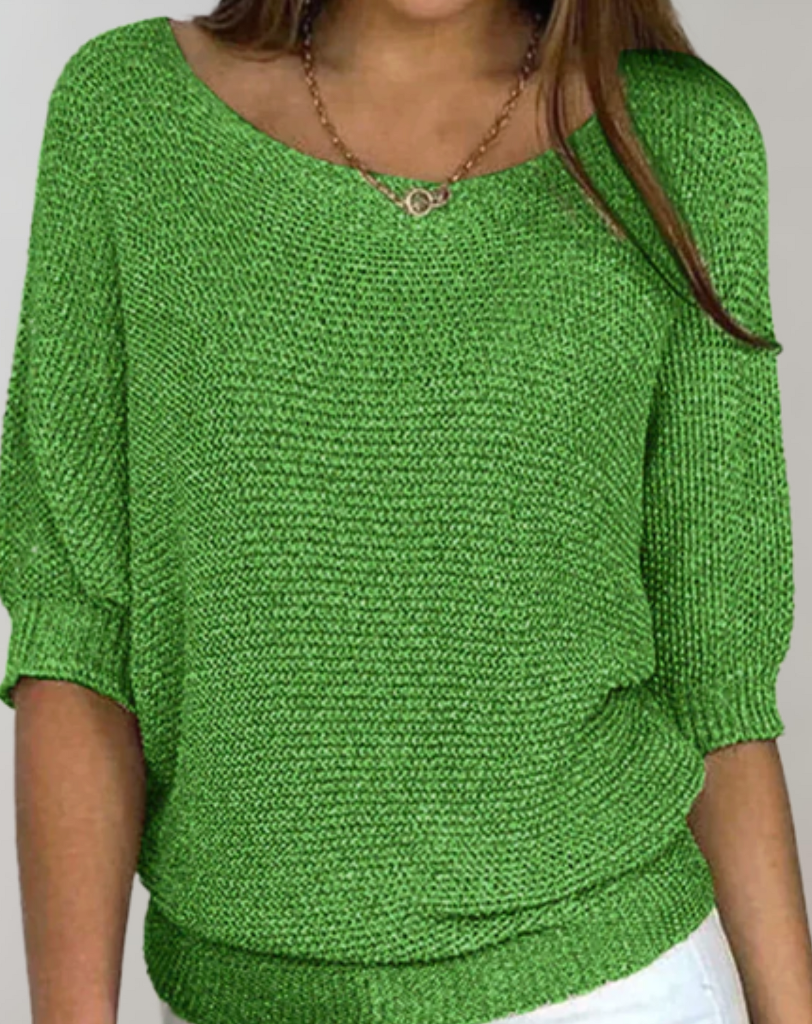 Dam Tröja Rund Hals Mellanlånga Ärmar Stilren Design 6