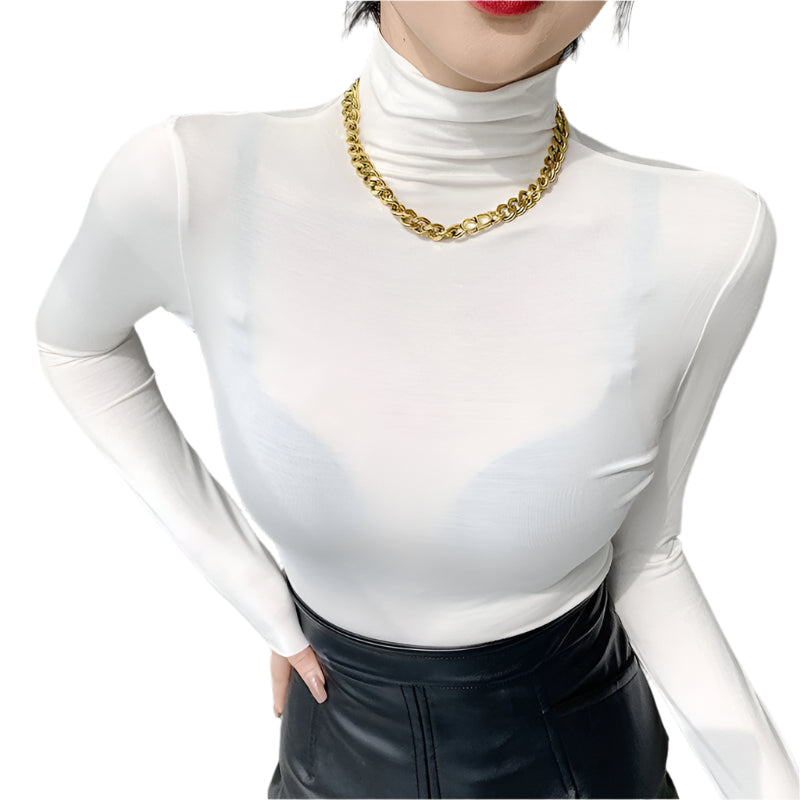 Dam Tröja Turtleneck Tunn Mjuk Material 0