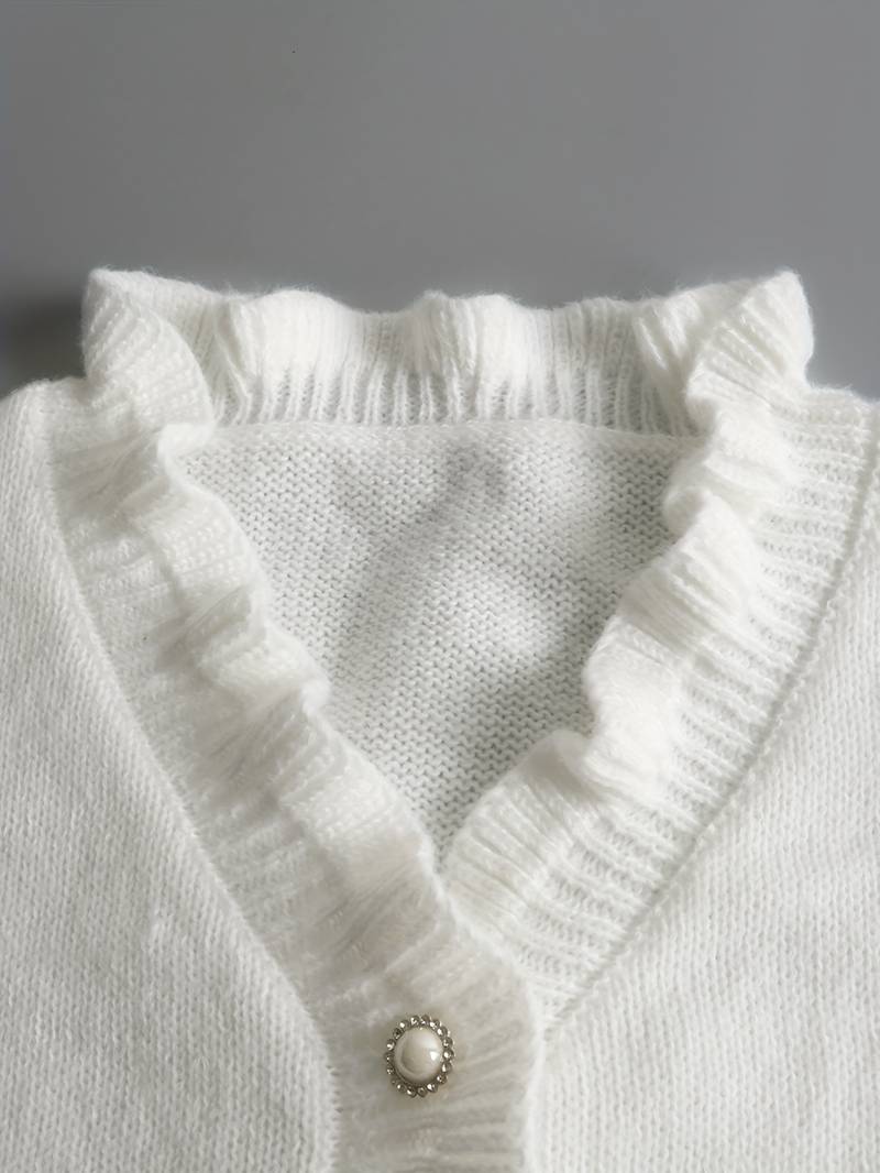 Dam Tröja V-hals Knapppanel Lyxigt Material 3