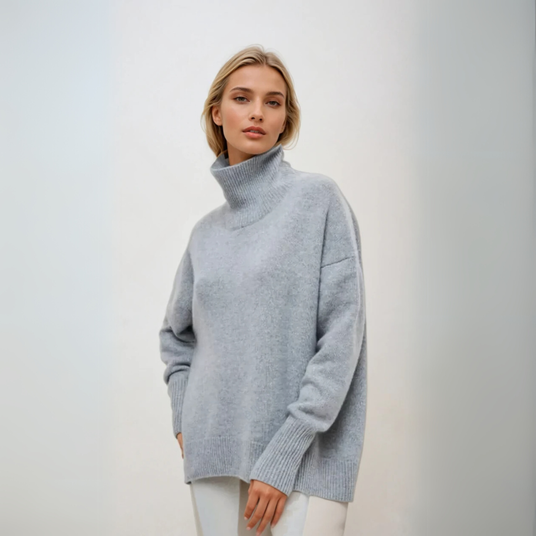 Dam Turtleneck Pullover Elegant Mjuk Stickad 1