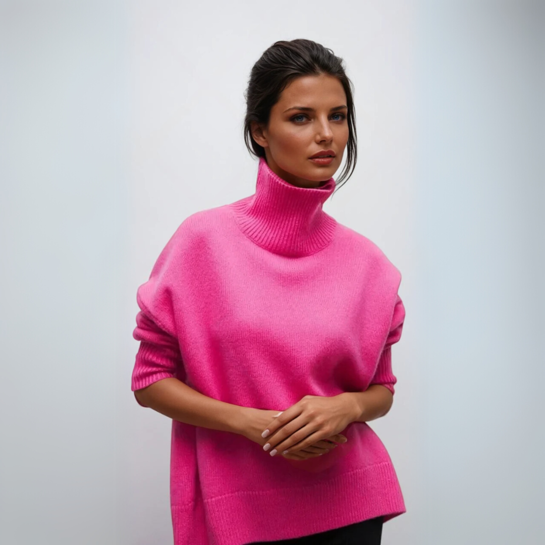 Dam Turtleneck Pullover Elegant Mjuk Stickad 5