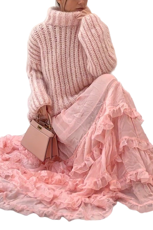 Dam Turtleneck Pullover Sweater med Drop Shoulder 0