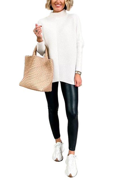Dam Turtleneck Ribbstickad Tunikatröja 0