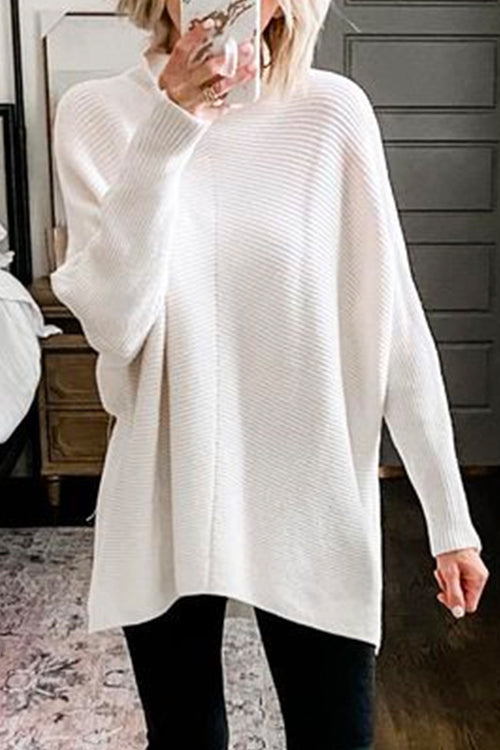 Dam Turtleneck Ribbstickad Tunikatröja 1