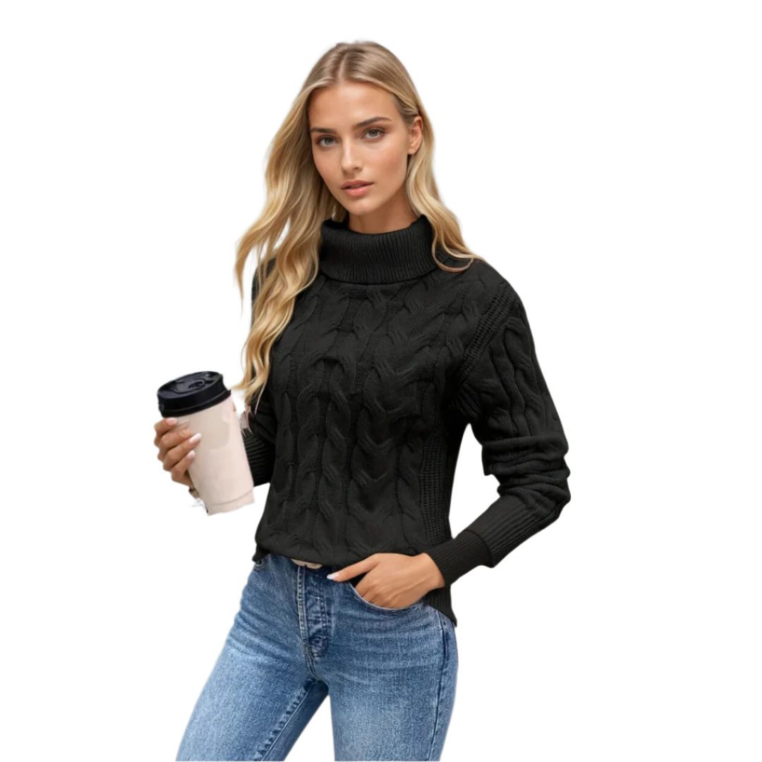 Dam Turtleneck Tröja Kabelstickad 0