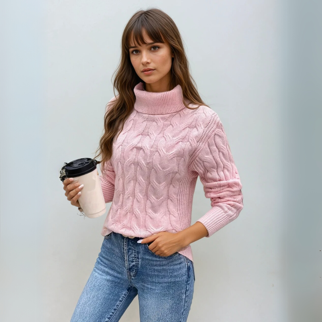 Dam Turtleneck Tröja Kabelstickad 2