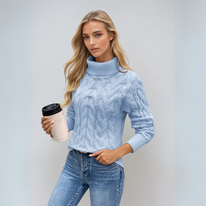 Dam Turtleneck Tröja Kabelstickad 3