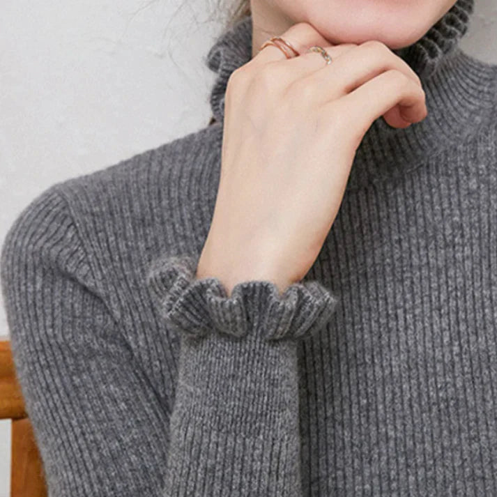Dam Turtleneck Tröja Med Fina Detaljer 1