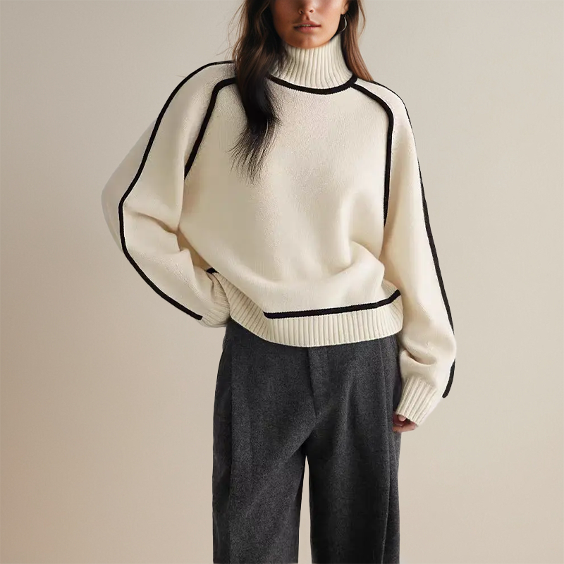 Dam Turtleneck Tröja Mjuk Cashmere Avslappnad Chic 1