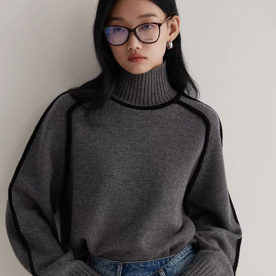 Dam Turtleneck Tröja Mjuk Cashmere Avslappnad Chic 4