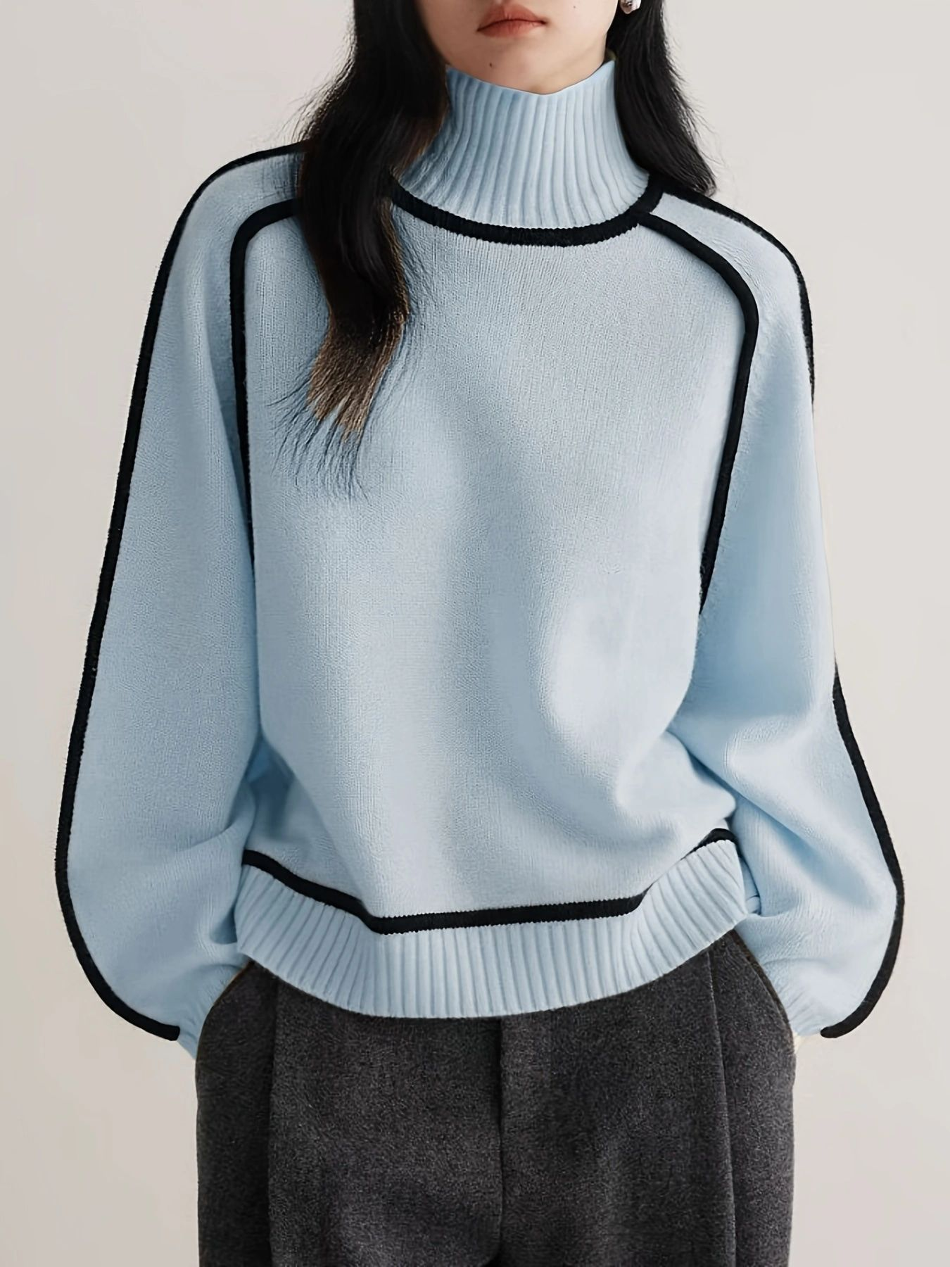 Dam Turtleneck Tröja Mjuk Cashmere Avslappnad Chic 7