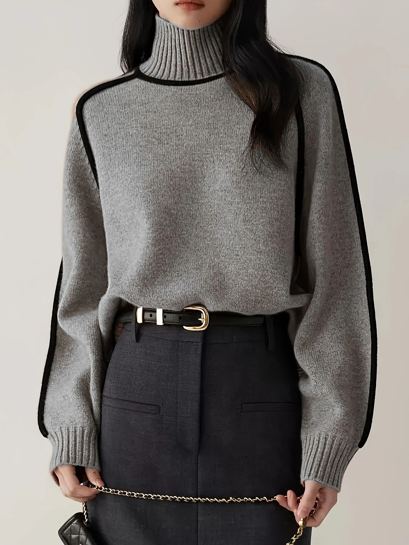 Dam Turtleneck Tröja Mjuk Cashmere Avslappnad Chic 8