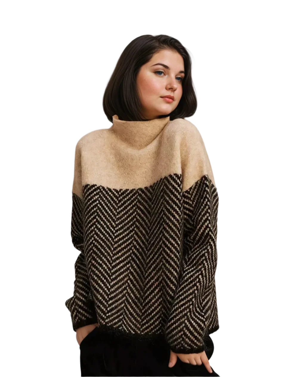 Dam Turtleneck Tröja Mönstrad Polyester 0