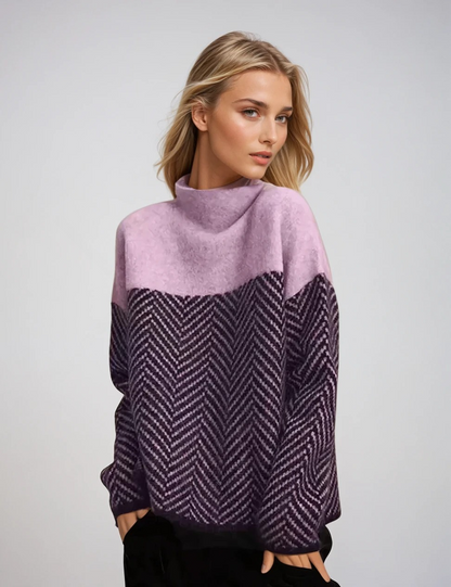 Dam Turtleneck Tröja Mönstrad Polyester 2