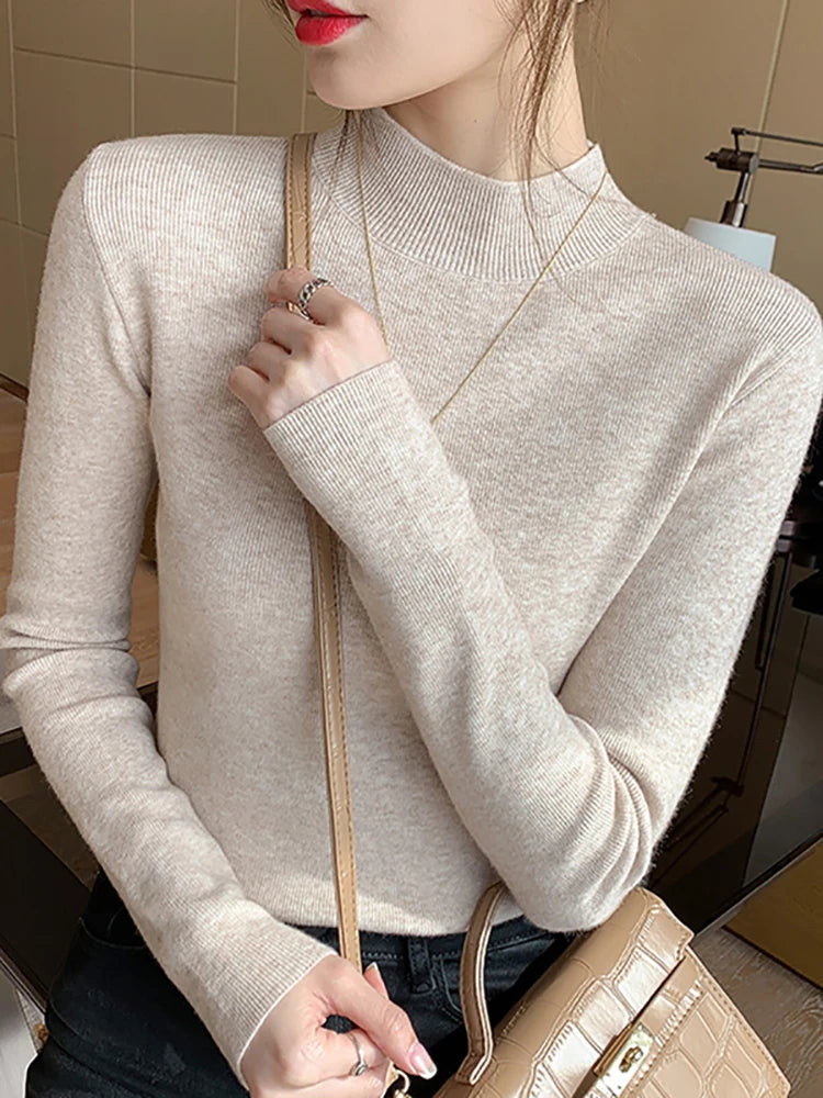 Dam Turtleneck Tröja Stickad Långärmad 0