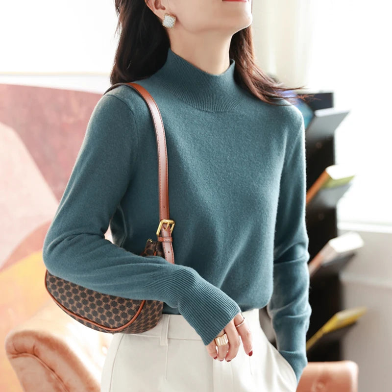 Dam Turtleneck Tröja Stickad Långärmad 12