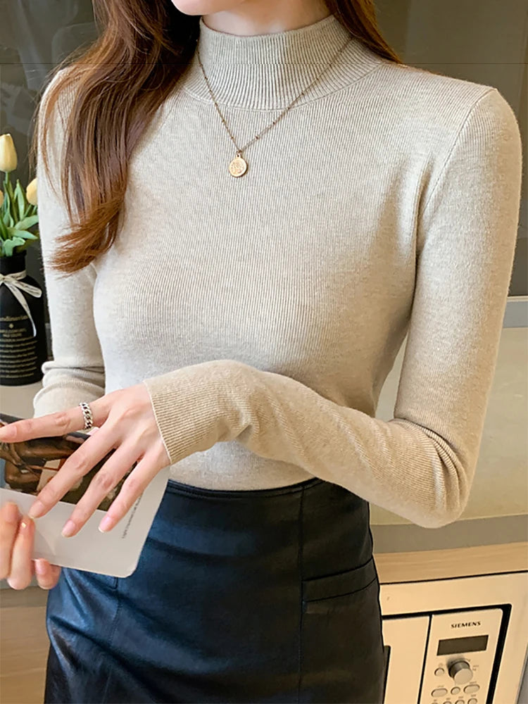 Dam Turtleneck Tröja Stickad Långärmad 12