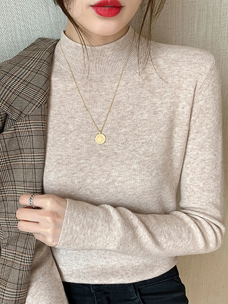 Dam Turtleneck Tröja Stickad Långärmad 1