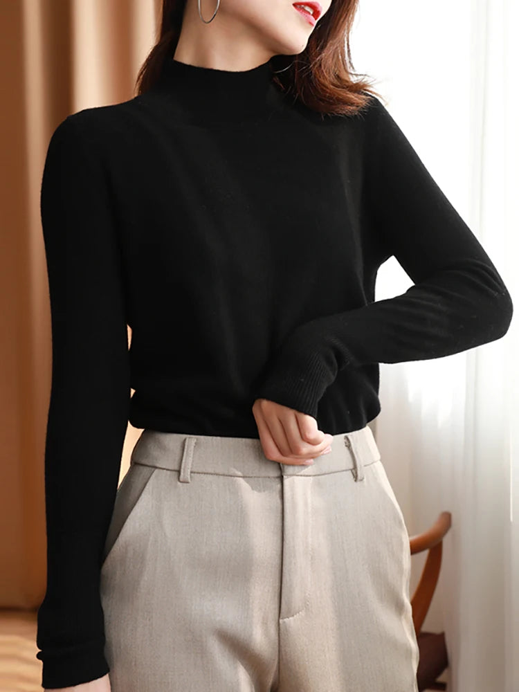 Dam Turtleneck Tröja Stickad Långärmad 2