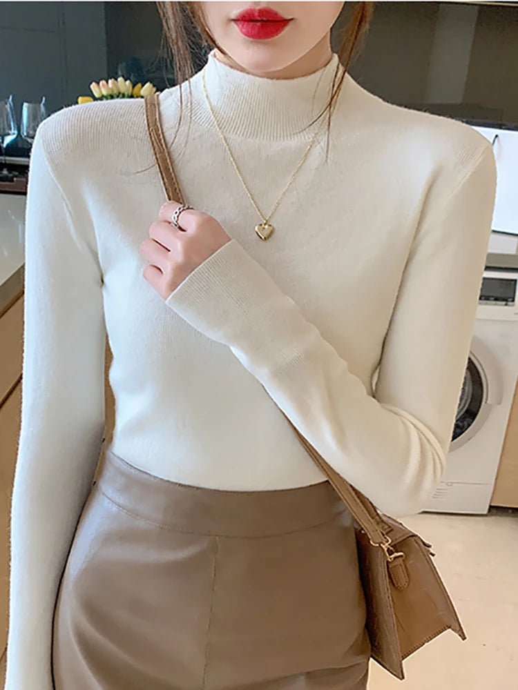 Dam Turtleneck Tröja Stickad Långärmad 2