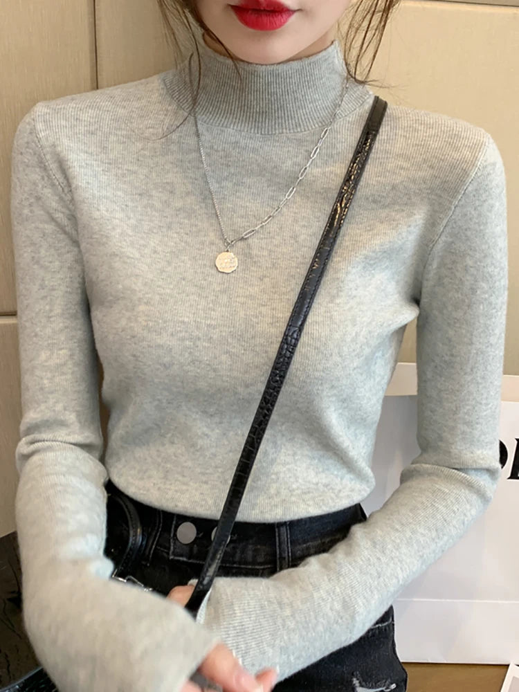Dam Turtleneck Tröja Stickad Långärmad 3