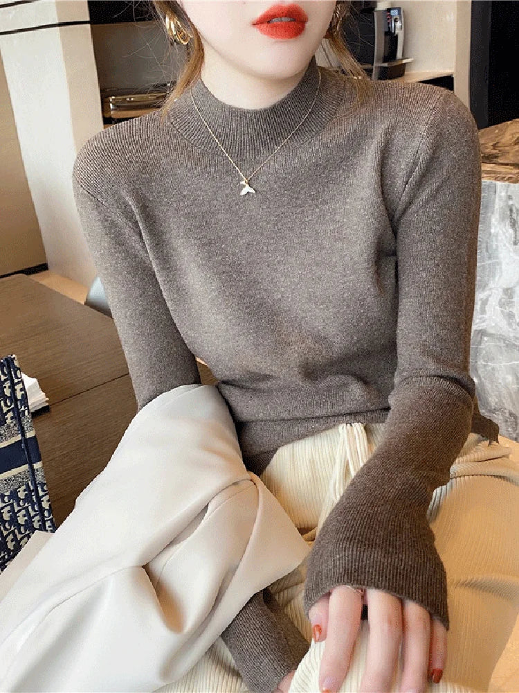 Dam Turtleneck Tröja Stickad Långärmad 5