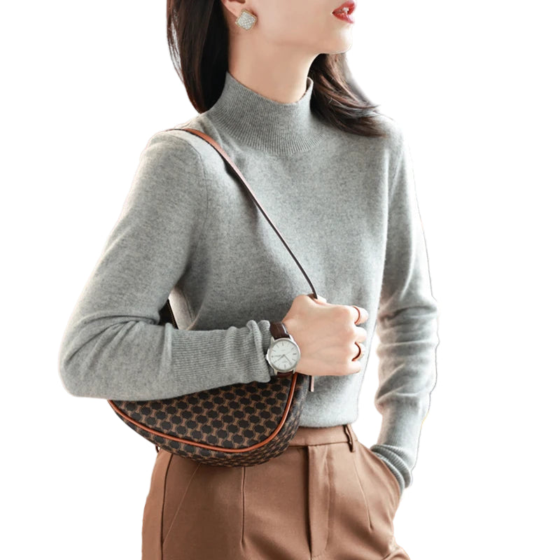 Dam Turtleneck Tröja Stickad Långärmad 6