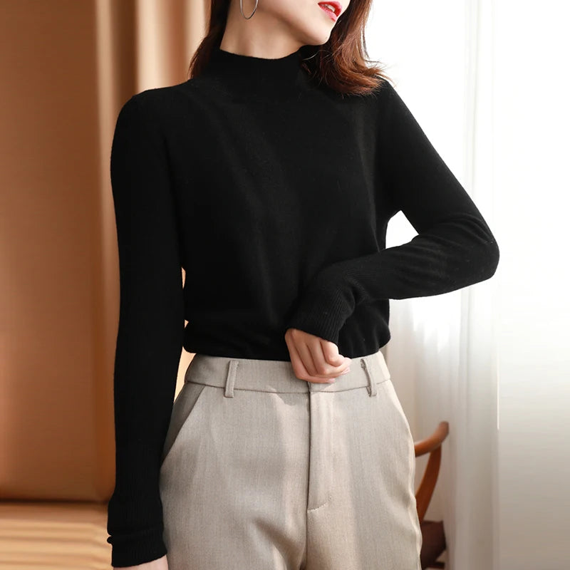 Dam Turtleneck Tröja Stickad Långärmad 7