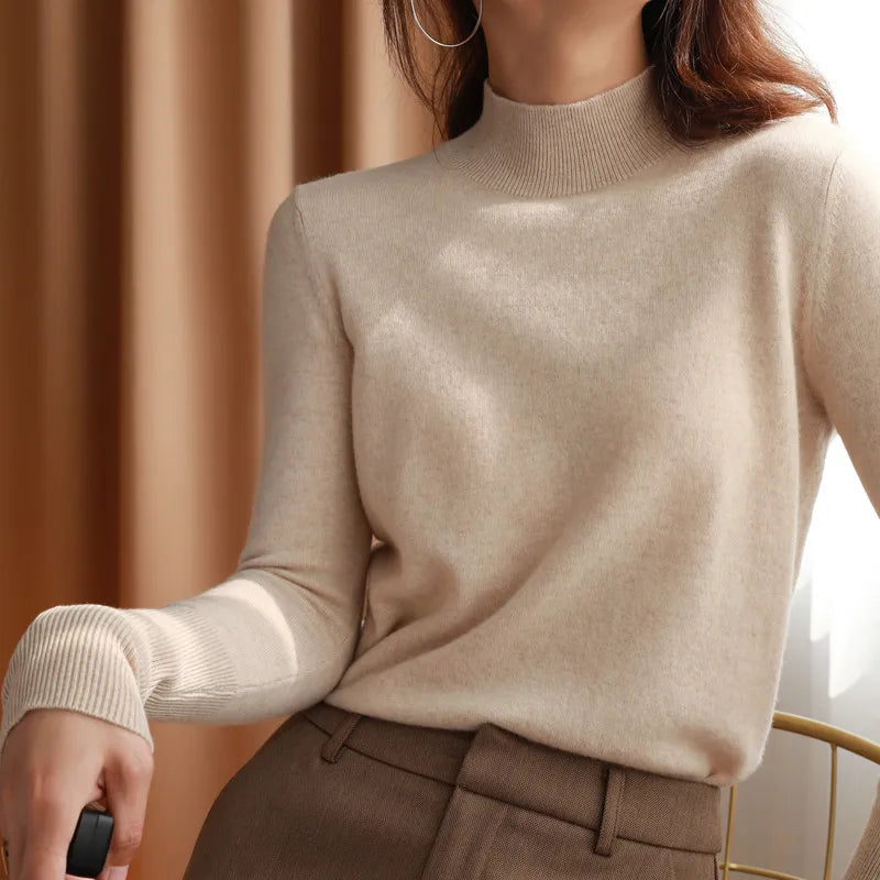 Dam Turtleneck Tröja Stickad Långärmad 9