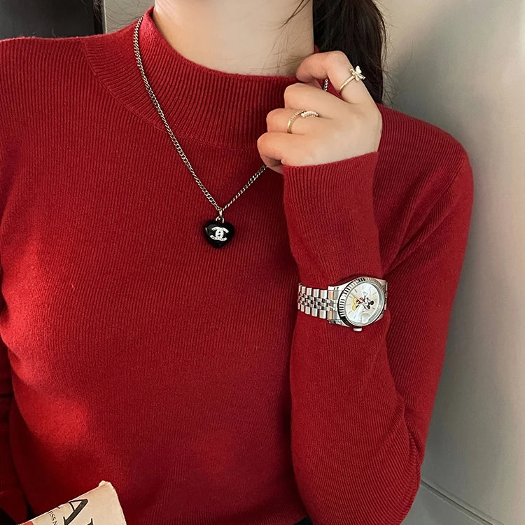 Dam Turtleneck Tröja Stickad Långärmad 9