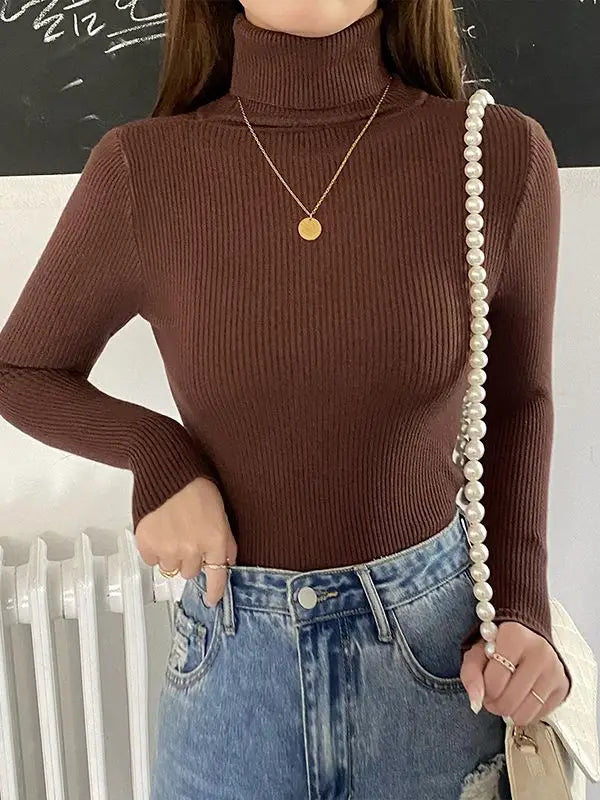 Dam Turtleneck Tröja Stickad Mjuk Pullover Cashmere 12