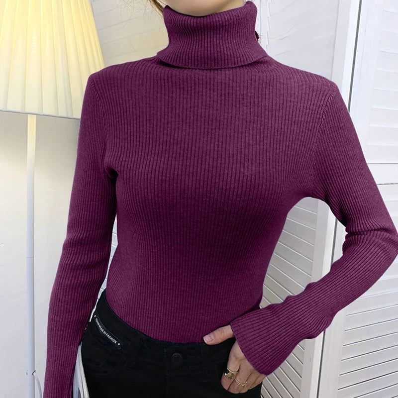 Dam Turtleneck Tröja Stickad Mjuk Pullover Cashmere 13