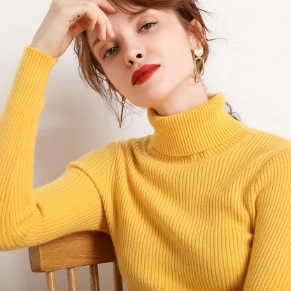 Dam Turtleneck Tröja Stickad Mjuk Pullover Cashmere 15