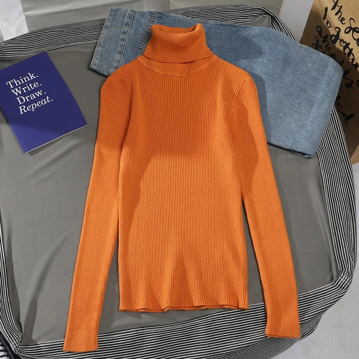 Dam Turtleneck Tröja Stickad Mjuk Pullover Cashmere 17