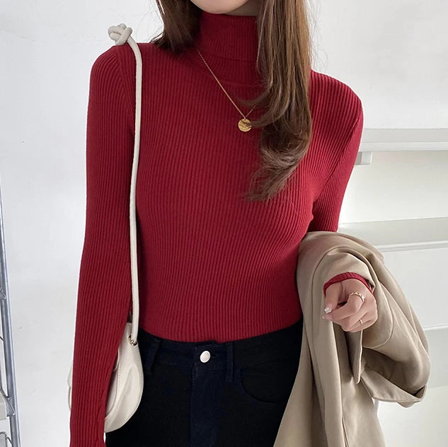 Dam Turtleneck Tröja Stickad Mjuk Pullover Cashmere 18