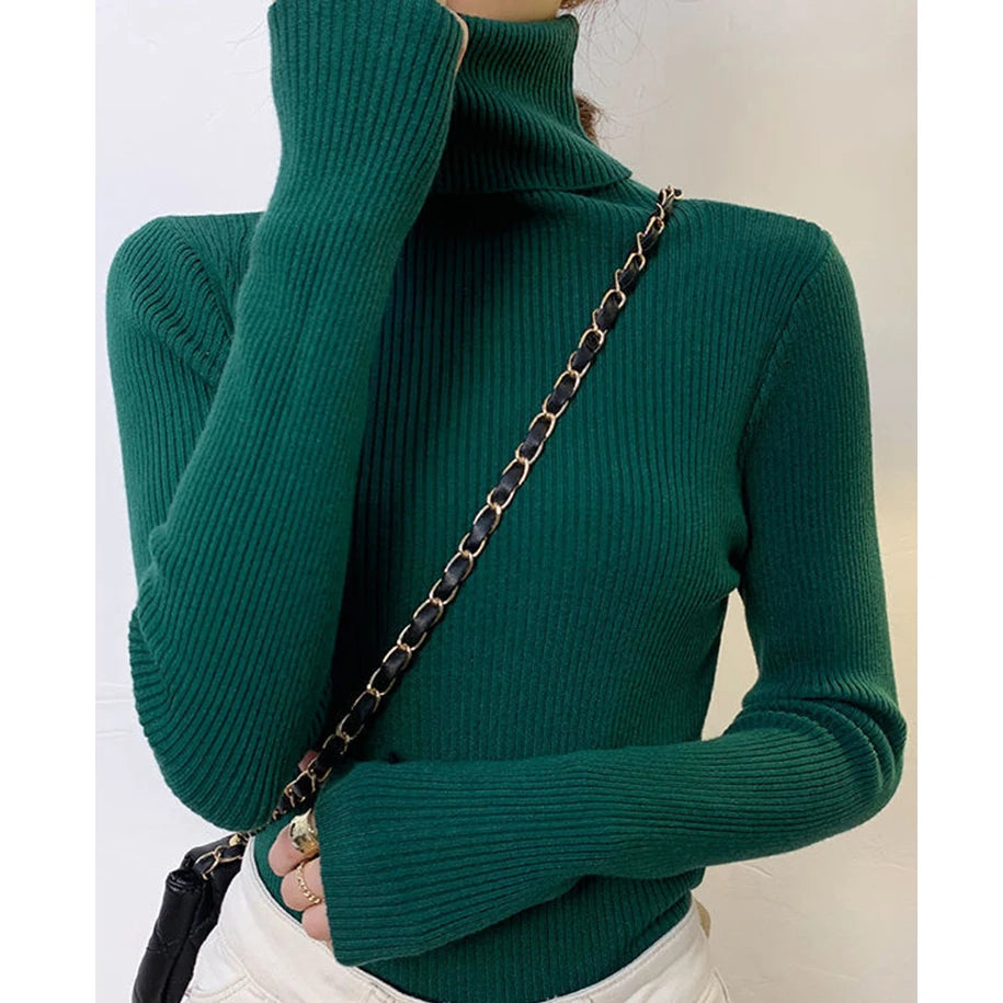 Dam Turtleneck Tröja Stickad Mjuk Pullover Cashmere 23