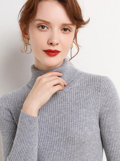 Dam Turtleneck Tröja Stickad Mjuk Pullover Cashmere 24