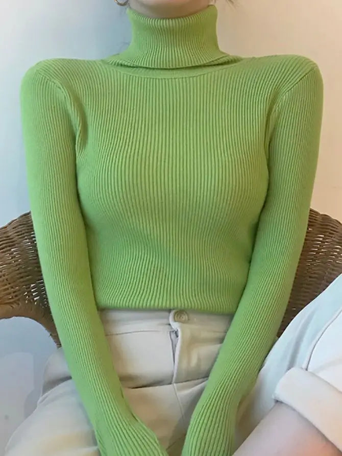 Dam Turtleneck Tröja Stickad Mjuk Pullover Cashmere 25