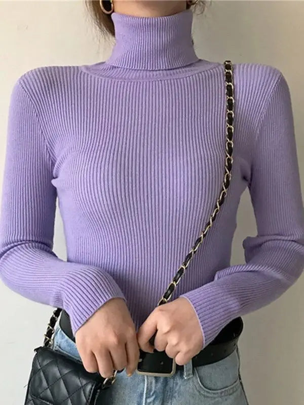 Dam Turtleneck Tröja Stickad Mjuk Pullover Cashmere 26