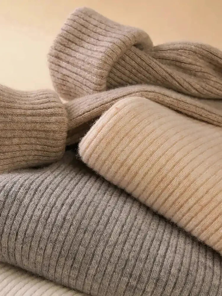 Dam Turtleneck Tröja Stickad Mjuk Pullover Cashmere 5