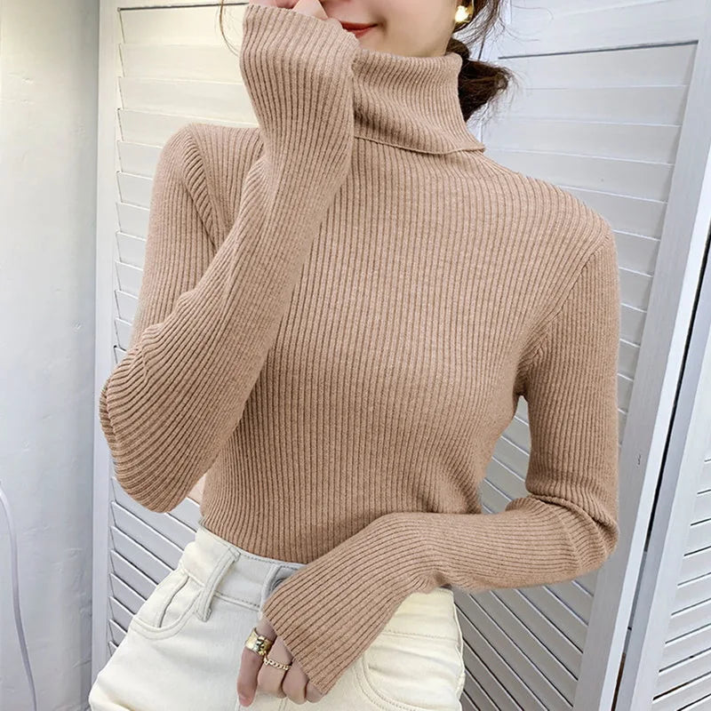 Dam Turtleneck Tröja Stickad Mjuk Pullover Cashmere 7