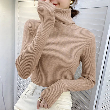 Dam Turtleneck Tröja Stickad Mjuk Pullover Cashmere 7