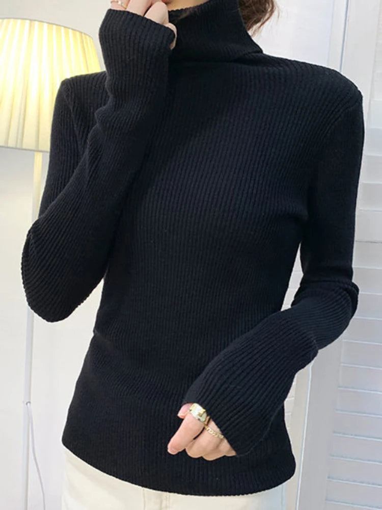 Dam Turtleneck Tröja Stickad Mjuk Pullover Cashmere 8