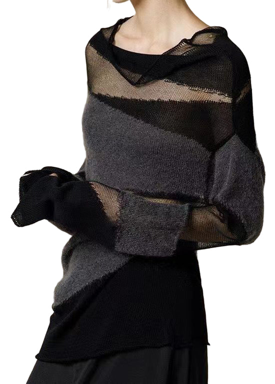Dam Turtleneck Tröja med Tyll Patchwork 0