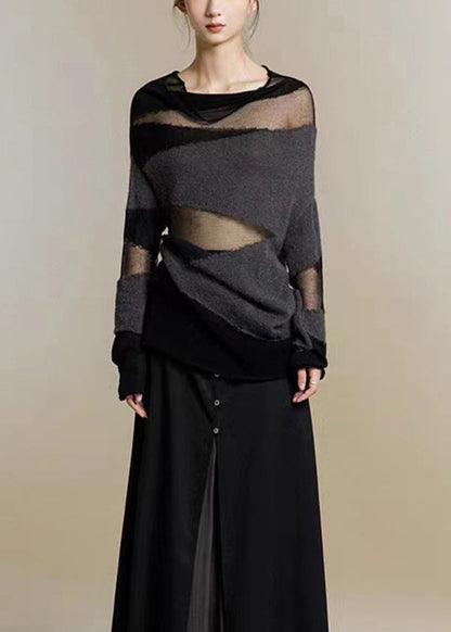 Dam Turtleneck Tröja med Tyll Patchwork 1